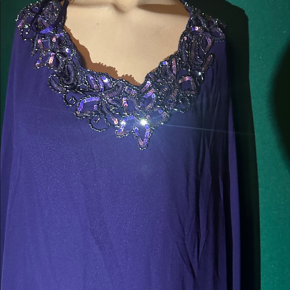 J Kara Deep Purple Asymmetrical Gown - Picture 3 of 4